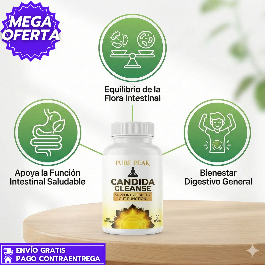 SUPER PROMO 2x1 - Candida Cleanse: Suplemento detox para equilibrar la flora intestinal y controlar la cándida.